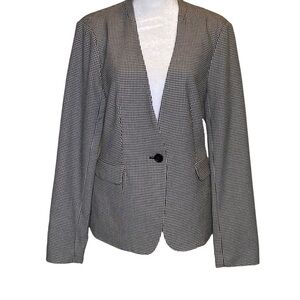 Premise Studio women’s size 10 black white houndstooth 1 button lined blazer